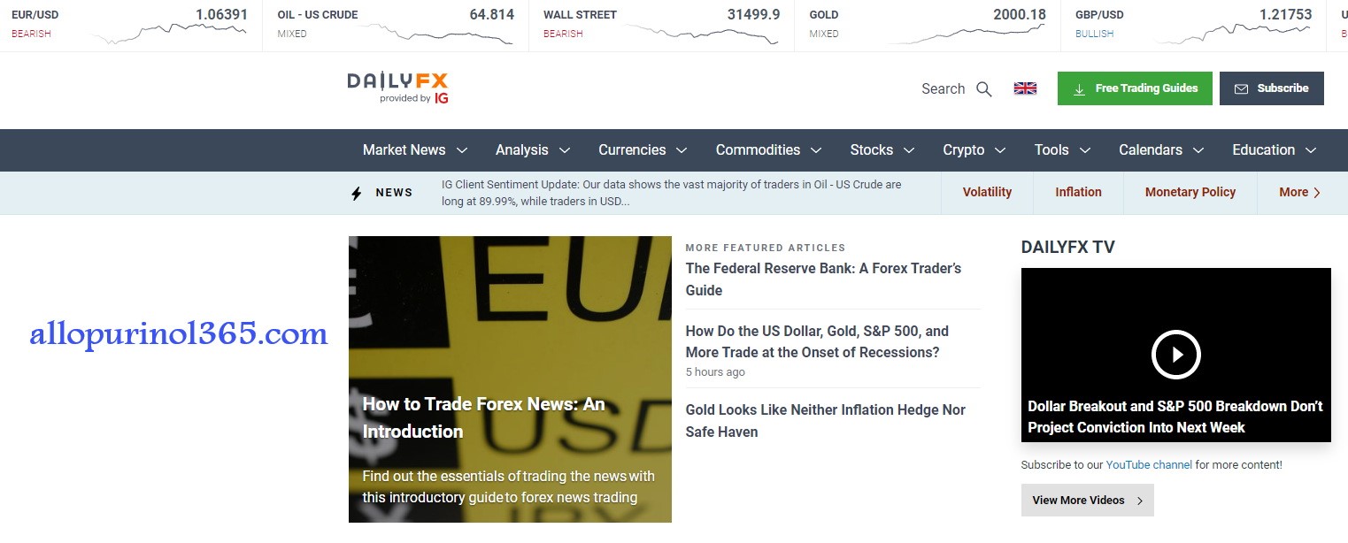 وبسایت اخبار لحظه ای فارکس DailyFX