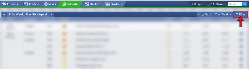 تنظیم فیلتر رویداد در فارکس فکتوری